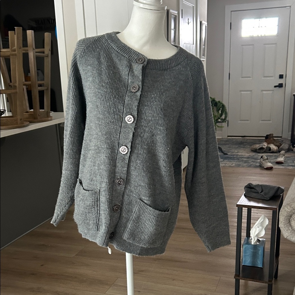 Cozy Gray Women's Button-Up Cardigan